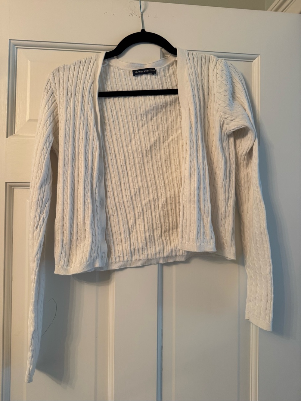 Brandy Melville White Cable-Knit Cardigan